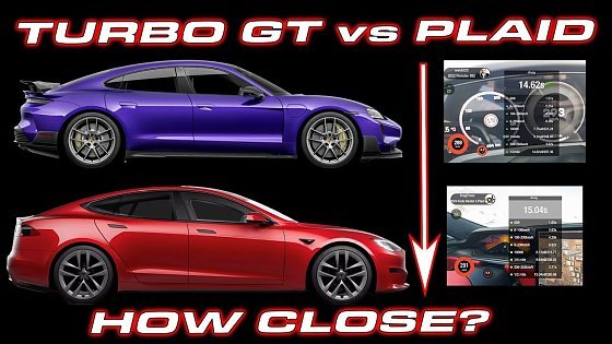 Video: 1,019 HP Taycan Turbo GT vs 1,020 HP Tesla Model S Plaid 0-60 MPH, 1/4 Mie, 1/2 Mile Comparison