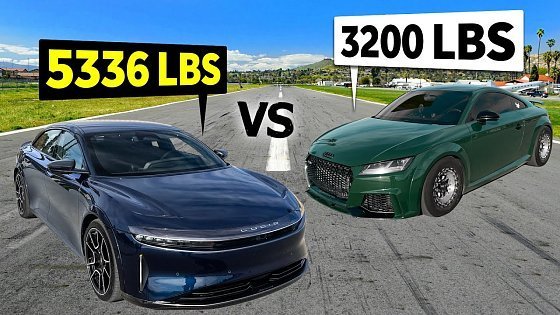 Video: EV vs TT! 1234hp Lucid Air Sapphire Drag Races 1000hp Audi TT RS