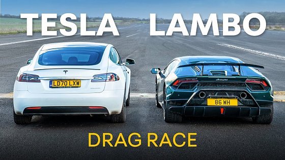 Video: Lamborghini Huracan Performante v Tesla Model S Performance - DRAG RACE &amp; 0-100-0 RACE