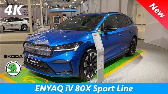 Video: Škoda Enyaq SportLine 2022 - First FULL Review in 4K | Exterior - Interior (Race Blue) iV 80X