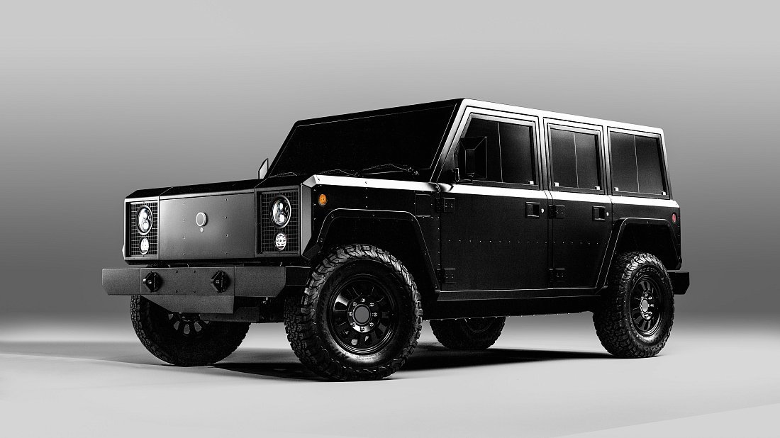 Bollinger Motors B1 120 kWh вид спереди, спереди сбоку, по диагонали, экстерьер