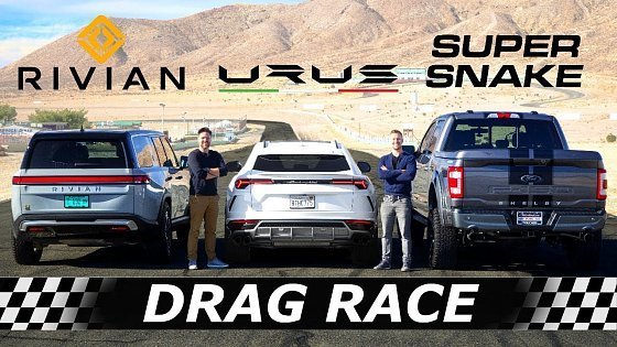 Video: Rivian R1S vs Lamborghini Urus vs Shelby F-150 Super Snake // DRAG & ROLL RACE