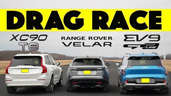 Video: 2024 Kia EV9 vs Volvo XC90 T8 vs Range Rover Velar. Over in 13 Seconds! Drag and Roll Race.