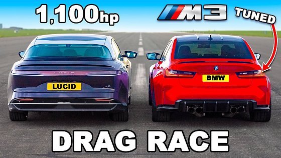 Video: 1,100hp Lucid Air v Tuned BMW M3: DRAG RACE