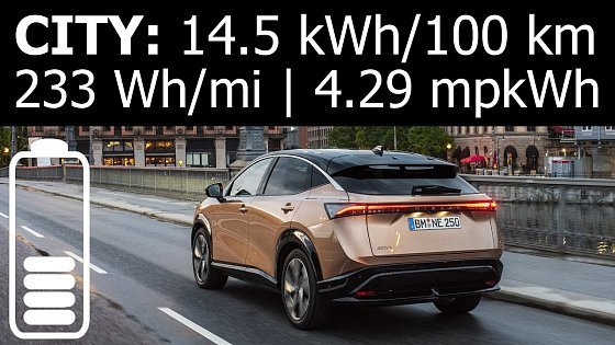 Video: Nissan Ariya 87 kWh CITY energy power consumption economy test range mpkWh kWh/100 km Wh/mi urban