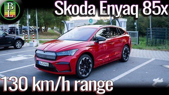 Video: Skoda Enyaq 85x AWD (New motor) - 130 km/h (80mph) range test 100-7%