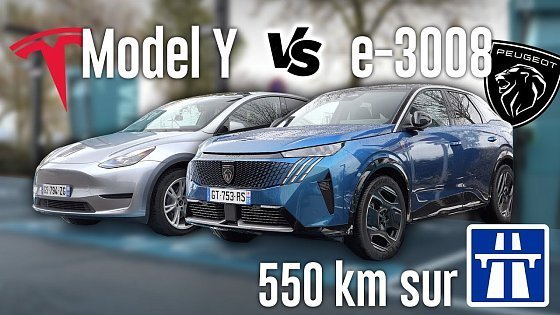 Video: Duel - Peugeot e-3008 VS Tesla Model Y - QUI VA ARRIVER EN PREMIER ?