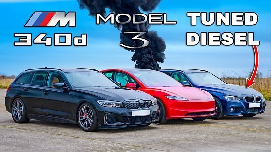 Video: Tuned BMW diesel v new Tesla Model 3: DRAG RACE