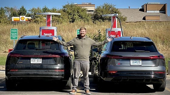 Video: Highway Range Test Battle! Old vs New Audi E-Tron - Here&#39;s How Much Farther The Q8 Goes On A Charge